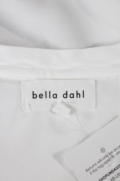 Bella Dahl Women V Neck Cotton Basic Blouse Short Sleeve White Size S