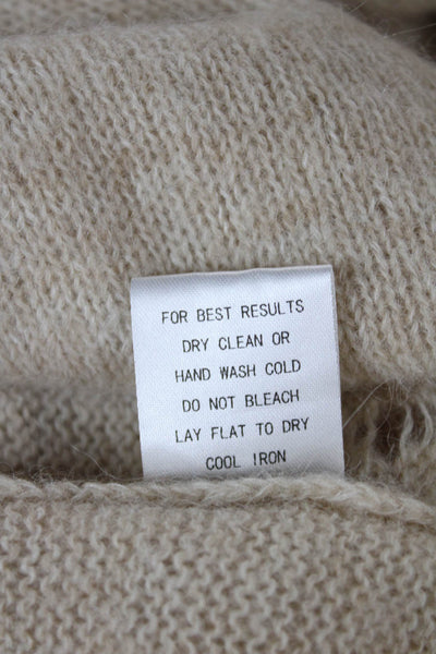 One Grey Day Women Pullover Alpaca Crewneck Long Sleeve Beige Size S