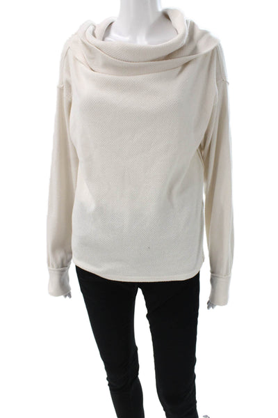 We The Free Womens Cowl Neck Cotton Pullover Sweater Ivory Long Sleeve Size S