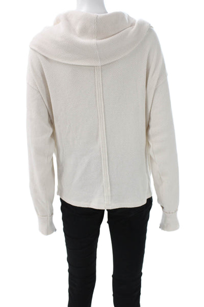 We The Free Womens Cowl Neck Cotton Pullover Sweater Ivory Long Sleeve Size S
