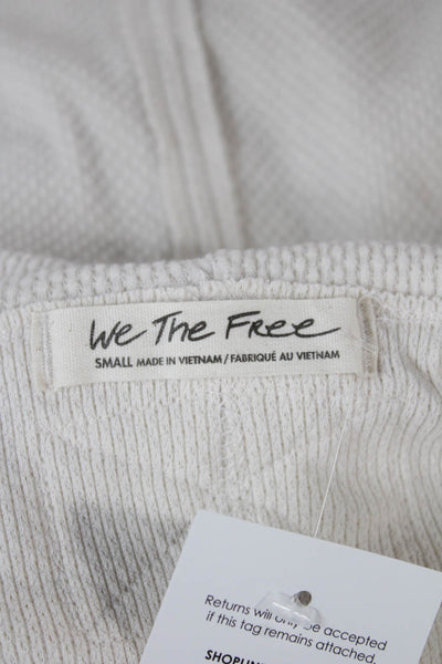 We The Free Womens Cowl Neck Cotton Pullover Sweater Ivory Long Sleeve Size S