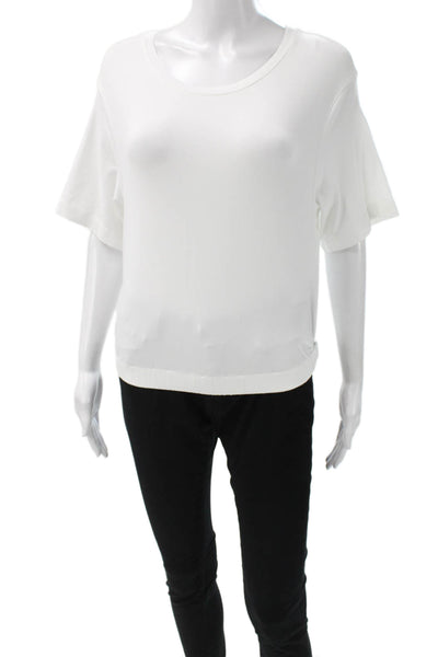 Simkhai Women Basic T Shirt White Organic Cotton Crew Neck Short Sleeve Size S