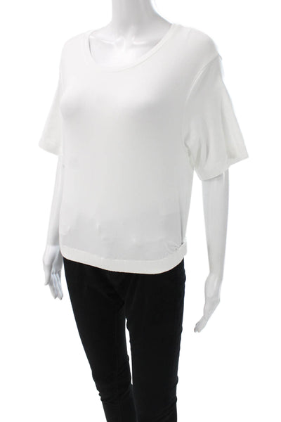 Simkhai Women Basic T Shirt White Organic Cotton Crew Neck Short Sleeve Size S