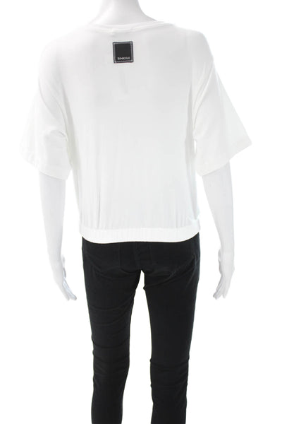 Simkhai Women Basic T Shirt White Organic Cotton Crew Neck Short Sleeve Size S