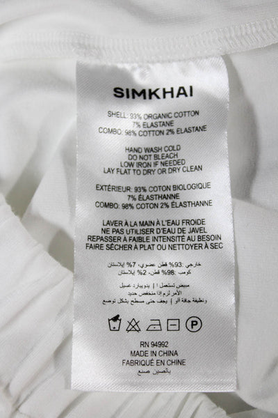 Simkhai Women Basic T Shirt White Organic Cotton Crew Neck Short Sleeve Size S