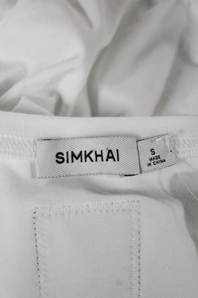 Simkhai Women Basic T Shirt White Organic Cotton Crew Neck Short Sleeve Size S