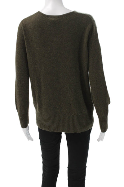 Dolores Piscotta Womens Cashmere Pullover Sweater Green Crewneck Size M