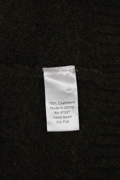 Dolores Piscotta Womens Cashmere Pullover Sweater Green Crewneck Size M