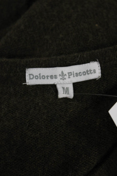Dolores Piscotta Womens Cashmere Pullover Sweater Green Crewneck Size M