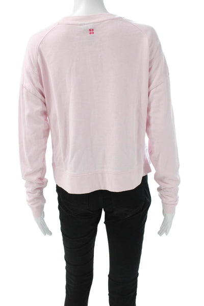 Sweaty Betty Womens Pullover Pink Cotton Blend Crew Neck Long Sleeve Size S