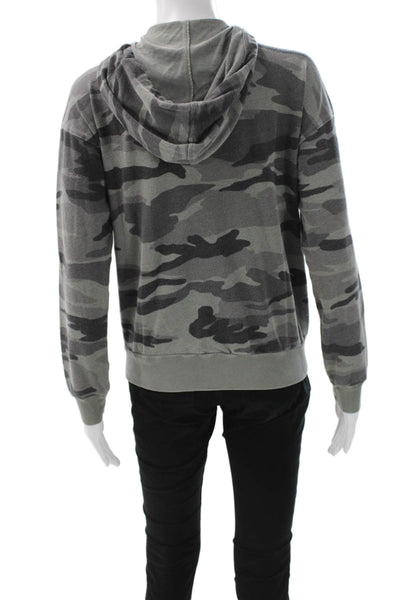 Splendid Womens Full Zip Camouflage Gray Polyester Hoodie Size S