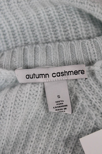 Autumn Cashmere Women Pullover Sweater Blue V-Neck 100% Cashmere Size S