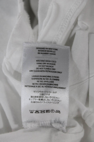 Interior Womens Tunic White Cotton Blend Short Sleeve Round Neck Size XS