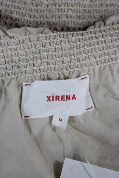 Xirena Womens Cropped Off Shoulder Beige Blouse Size M