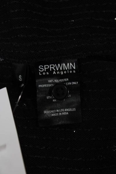 SPRWMN Women Tunic Button Up Black Collared Long Sleeve Polyester Size S