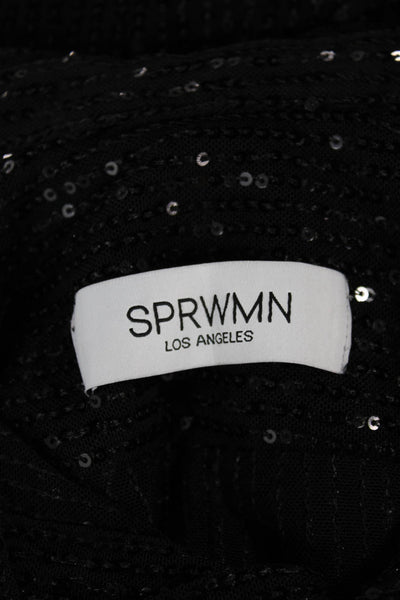 SPRWMN Women Tunic Button Up Black Collared Long Sleeve Polyester Size S