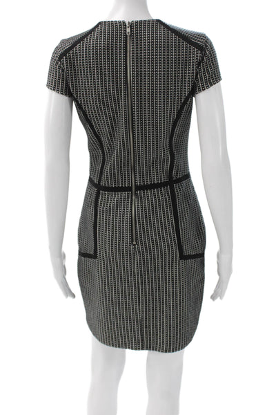Parker Womens Black Sheath Dress Short Sleeve Round Neck Knee Length Size L