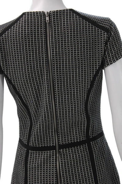 Parker Womens Black Sheath Dress Short Sleeve Round Neck Knee Length Size L