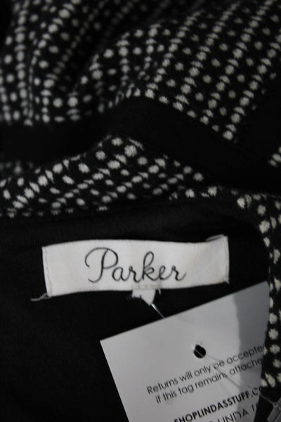 Parker Womens Black Sheath Dress Short Sleeve Round Neck Knee Length Size L