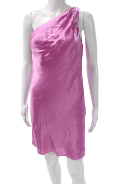 Cami NYC Women Mini Silk One Shoulder Dress Pink Size S