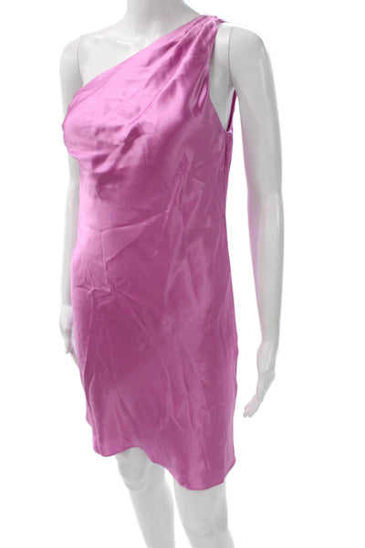 Cami NYC Women Mini Silk One Shoulder Dress Pink Size S