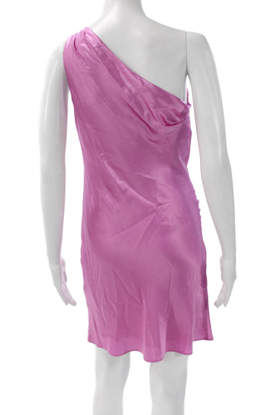 Cami NYC Women Mini Silk One Shoulder Dress Pink Size S