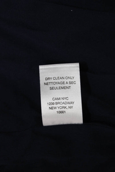 Cami NYC Women Blue Velvet Cropped Blouse Square Neck Long Sleeve Size 2