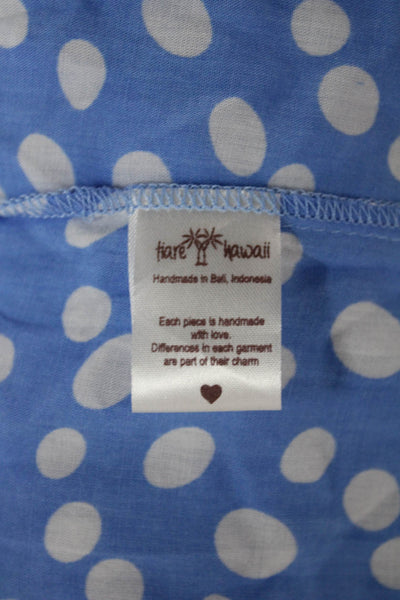 Tiare Hawaii Women Maxi Blue Polka Dot Rayon Boat Neck Mid-Calf Dress Size OS
