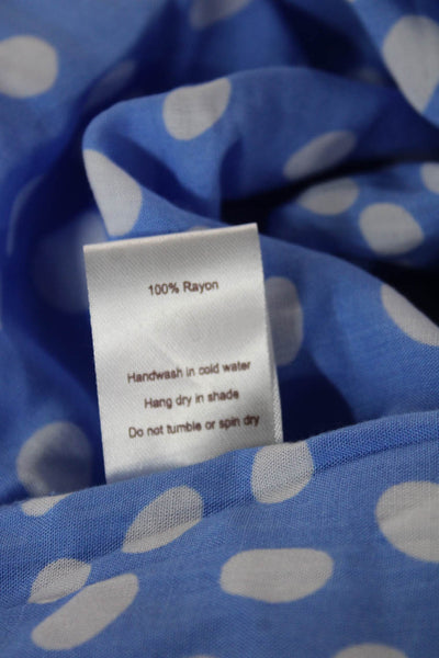 Tiare Hawaii Women Maxi Blue Polka Dot Rayon Boat Neck Mid-Calf Dress Size OS