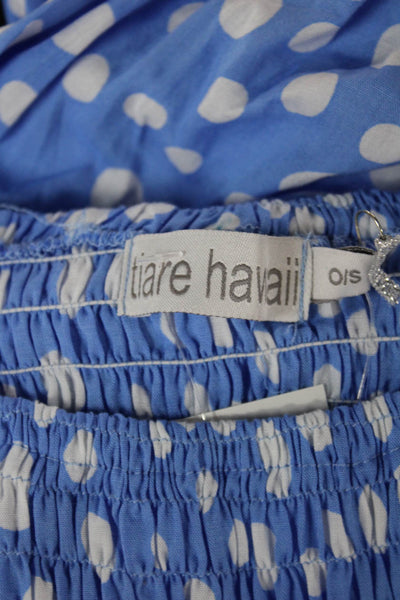 Tiare Hawaii Women Maxi Blue Polka Dot Rayon Boat Neck Mid-Calf Dress Size OS