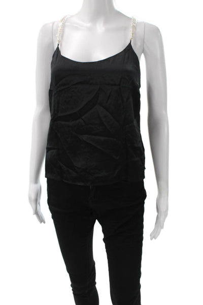 Cami NYC Women Sleeveless Scoop Neck Silk Blend Tank Camisole Black Size XS