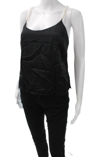 Cami NYC Women Sleeveless Scoop Neck Silk Blend Tank Camisole Black Size XS