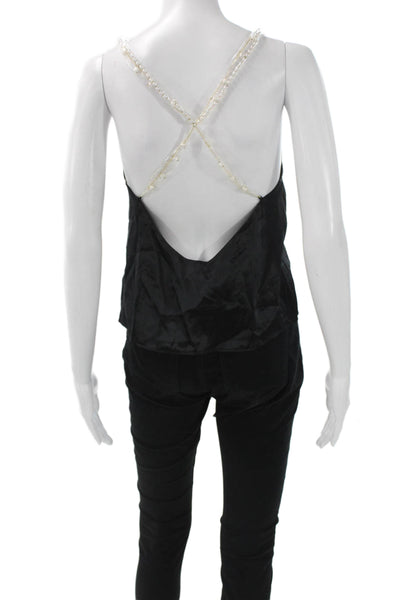 Cami NYC Women Sleeveless Scoop Neck Silk Blend Tank Camisole Black Size XS