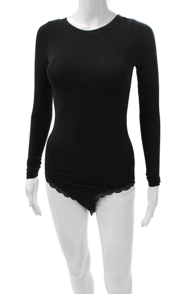 Stripe & Stare Women Basic Black Modal Long Sleeve T-Shirt Size M