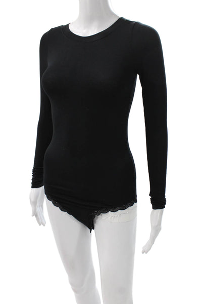 Stripe & Stare Women Basic Black Modal Long Sleeve T-Shirt Size M