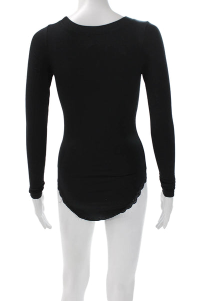 Stripe & Stare Women Basic Black Modal Long Sleeve T-Shirt Size M