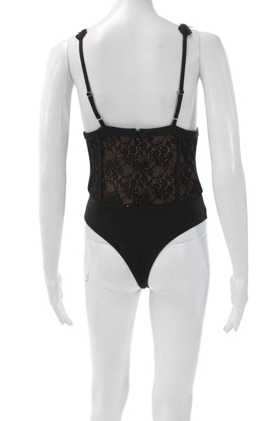 Cami NYC Women Black Floral Lace V-Neck Sleeveless One Piece Size S