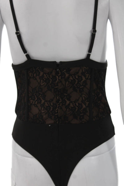 Cami NYC Women Black Floral Lace V-Neck Sleeveless One Piece Size S