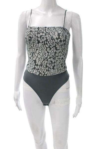 Cami NYC Women Black Floral Square Neck Sleeveless Bodysuit Size 00