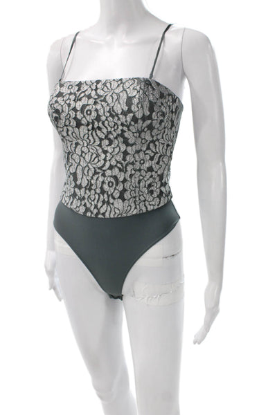 Cami NYC Women Black Floral Square Neck Sleeveless Bodysuit Size 00