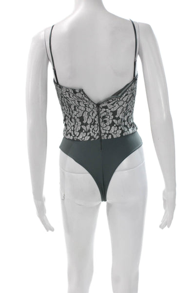 Cami NYC Women Black Floral Square Neck Sleeveless Bodysuit Size 00