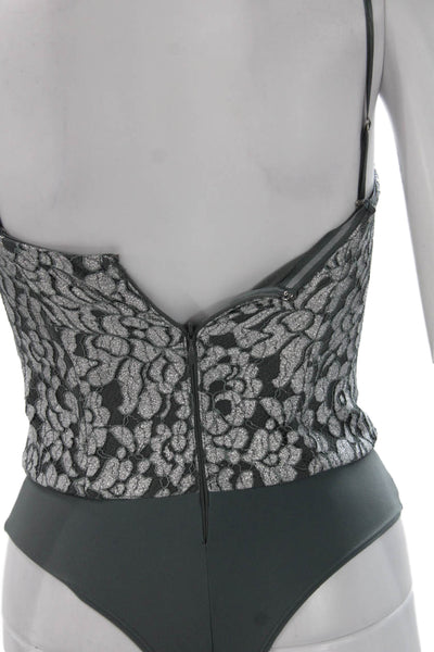 Cami NYC Women Black Floral Square Neck Sleeveless Bodysuit Size 00