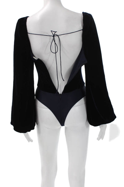 Cami NYC Womens Velvet One Piece Square Neck Long Sleeve Blue Size 00