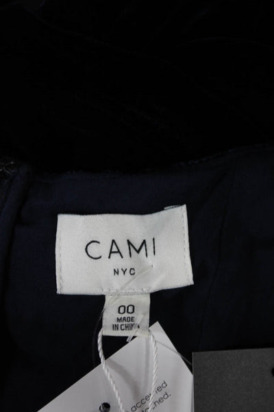 Cami NYC Womens Velvet One Piece Square Neck Long Sleeve Blue Size 00