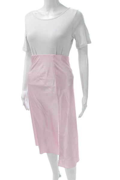 Cami NYC Womens Straight Pencil Silk Midi Skirt Pink Pull On Size 2XS