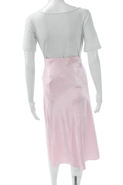 Cami NYC Womens Straight Pencil Silk Midi Skirt Pink Pull On Size 2XS