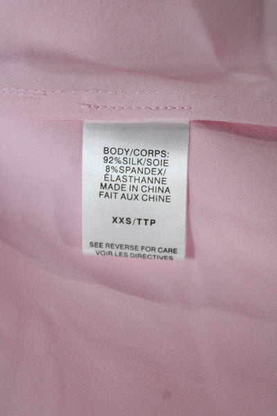 Cami NYC Womens Straight Pencil Silk Midi Skirt Pink Pull On Size 2XS