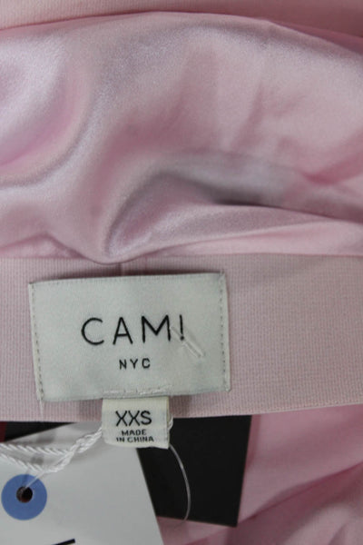 Cami NYC Womens Straight Pencil Silk Midi Skirt Pink Pull On Size 2XS