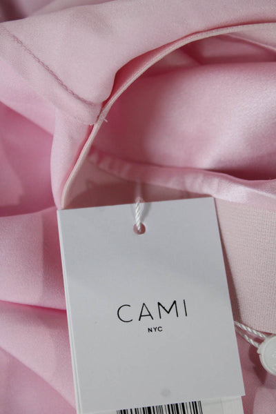 Cami NYC Womens Straight Pencil Silk Midi Skirt Pink Pull On Size 2XS