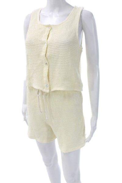 Donni Womens Two Piece Set Waffle Knit Sleeveless Round Neck Ivory Size S